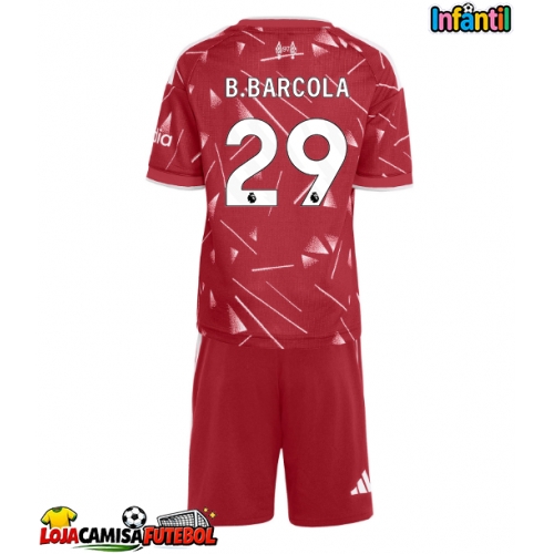Camisa de Futebol Liverpool Bradley Barcola #29 Equipamento Principal Infantil 2026-27 Manga Curta (+ Calças curtas)